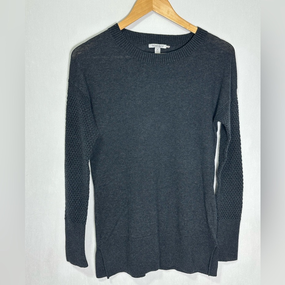 Toad&Co Gypsy Crew Sweater Charcoal Merino Wool Blend Gray Small T1071707